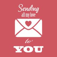 Vintage valentine&#039;s day card concept design with envelope typography N2