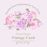 Vintage Greeting Card with Hydrangea and Peonies N4