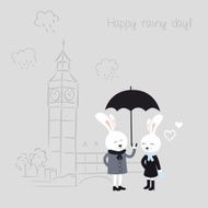 Bunnies with umbrella