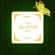 Elegant wedding invitation with paper butterfly N2