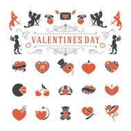 Valentines Day or Wedding Vintage Objects Vector and symbols Set N4