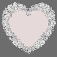 White Lace Heart Shape Frame Pink Background N2