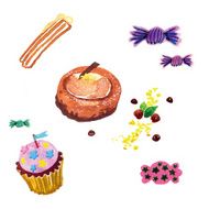 dessert drawing - churro cheese cake cupcake candy