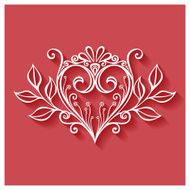 Deco Floral Heart on Red Background Design element N25