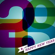 Happy New Year 2015 colorful celebration background with ribbon