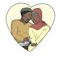 Happy Couple with Pet in Heart