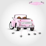 just married classic car vector
