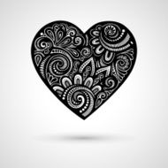 Deco Floral Heart on Gray Background Design element N10