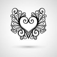 Deco Floral Heart on Gray Background Design element N11