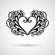 Deco Floral Heart on Gray Background Design element N12