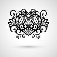 Deco Floral Heart on Gray Background Design element N13