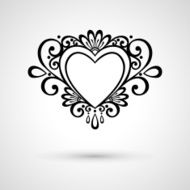 Deco Floral Heart on Gray Background Design element N14