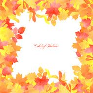 Floral template with autumn leaves by watercolor N2