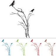 Silhouette of BlueBirds on a Branch N2