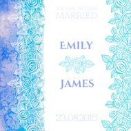 Wedding invitation or greeting card with abstract roses and watercolor N2