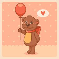 Valentine with bear on pink background N2