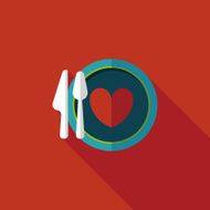 Valentine&#039;s Day dinner flat icon with long shadow eps10 N17