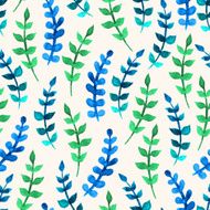 watercolor green and blue sprigs N2