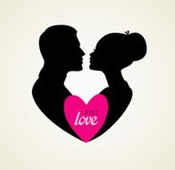 Couple&#039;s silhouette kissing image N2