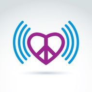 Vector loving heart icon with peace symbol from 60th Podcast
