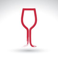 Hand-painted simple empty wineglass isolated on white background