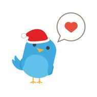 Blue bird with comic balloon and santa hat N2