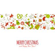 Horizontal geometric shape vector with christmass drawing elements