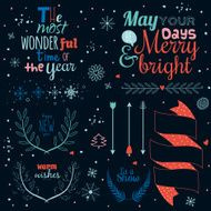 Greeting stylish winter elements and wishes