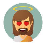 Jesus vector avatar with hearts in hi eyes