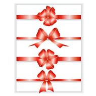 Set of red bows with ribbons Vector 10 EPS