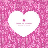 Vector holiday lanterns line art heart silhouette pattern frame N2