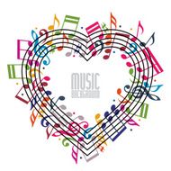 Heart made with musical notes and clef