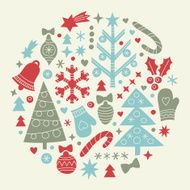 Stylized retro christmas elements