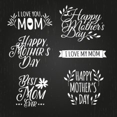 Set of monochrome retro signs to celebrate Mother's Day