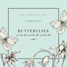 Background with flowers and butterflies N5