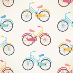 Seamless pattern with bikes in pastel colors