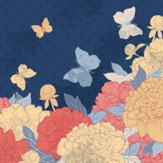 Card with flowers herbs and butterflies N2