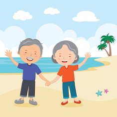 Elderly couple at the beach