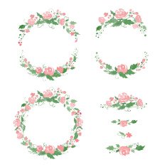 Watercolor floral frames wreath dividers Vector illustration N2