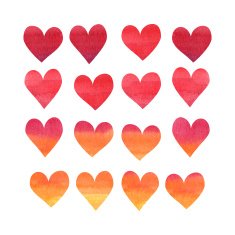 Set of watercolor hearts N6