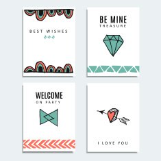 Set of wedding and birthday cards hipster design vector background N2