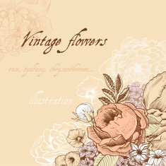 Vintage romantic background with lush flowers N2
