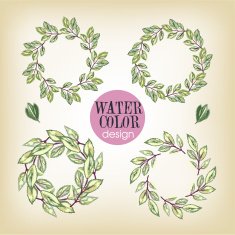 Watercolor Set of Four Rose Whreaths Trendy Design N2