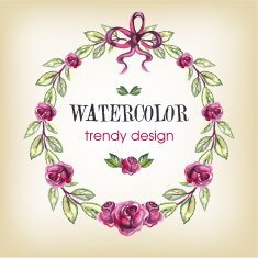 Rose Wreath Floral Trendy Design with Copy Space for Text N2