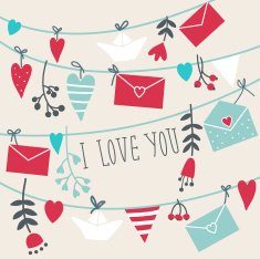 Romantic concept card with hearts and flowers N4