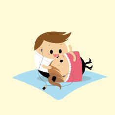 Vector of Happy couple Listening to Music while picnic N2