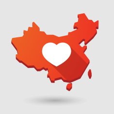 China map icon with a heart