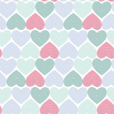 doodle seamless pattern with hearts on white background Optical illusion N2