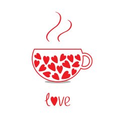 Love teacup with hearts Valentines card N2