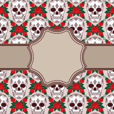 Vector vintage frame with skulls N19